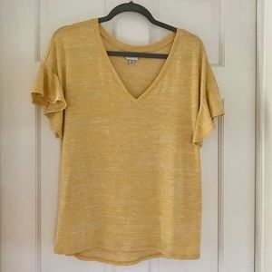 Yellow Flutter Sleeve Top